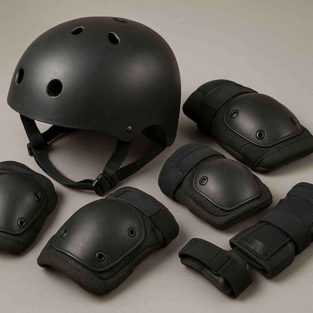 Helm und Pads als Schutzausrüstung